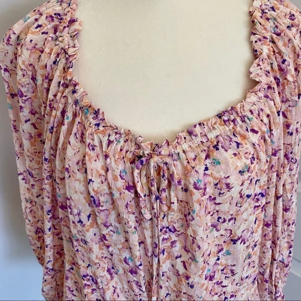 Azoe Floral Square Neck Tie Blouse - Picture 4 of 9